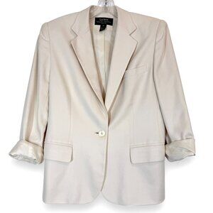 Lauren Ralph Lauren Off White Cream 100% Silk Blazer Jacket Business Office 8P